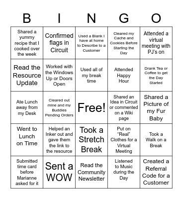Lavender Bingo Card