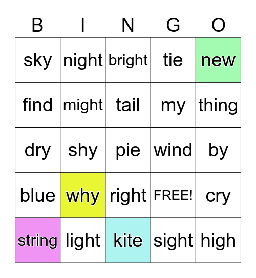 The Kite Bingo Card