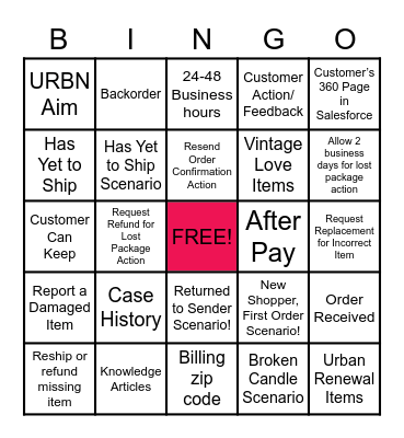 URBN BINGO Card