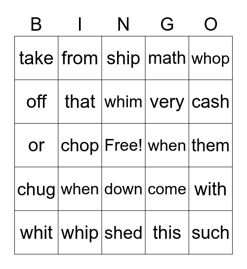 Wh, HFW, review Bingo Card
