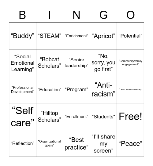 Retreat Bingo Card