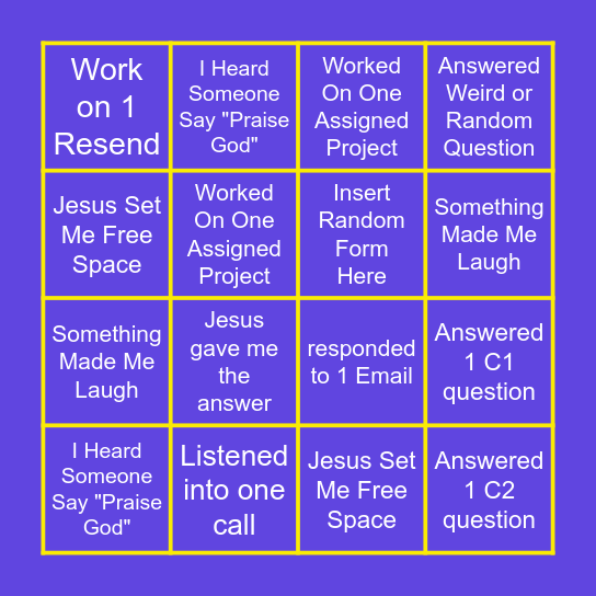 85%er BINGO Card