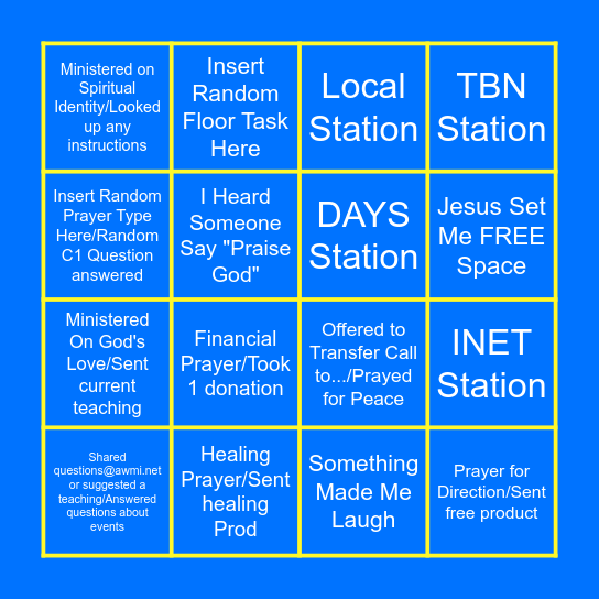 Phone Minister BINGO Card