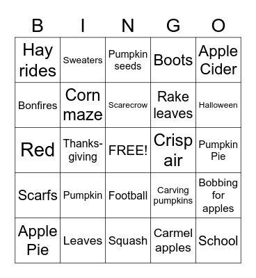 FALL BINGO Card