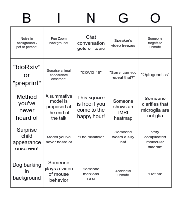 Neuroscience Retreat Bingo! Bingo Card