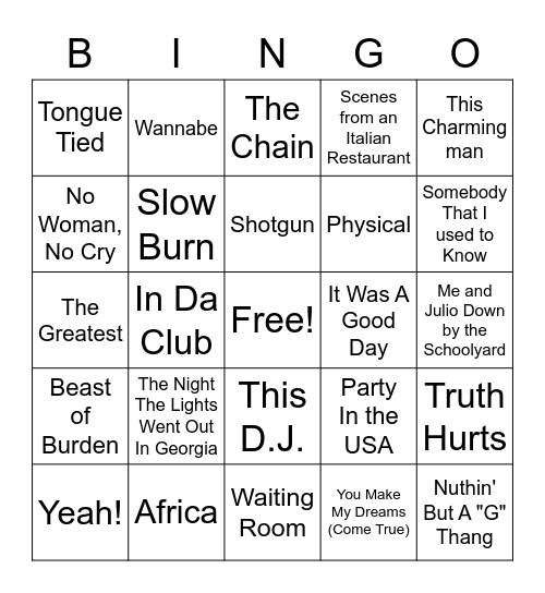Team Jarnagin Singo Bingo Card