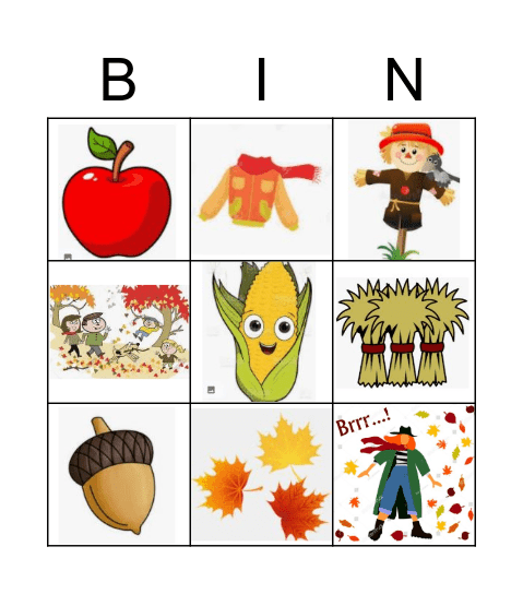 L'automne Bingo Card