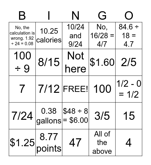Checkpoint 3 Review Bingo Card
