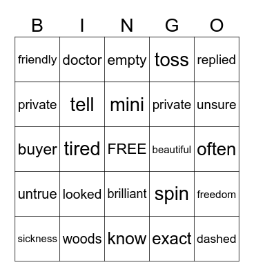 Amazing Fall Words !! Bingo Card