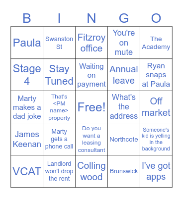 Thursday Bingo! Bingo Card