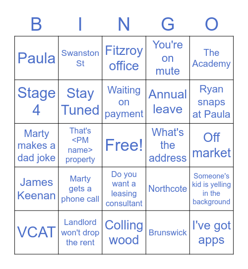 Thursday Bingo! Bingo Card