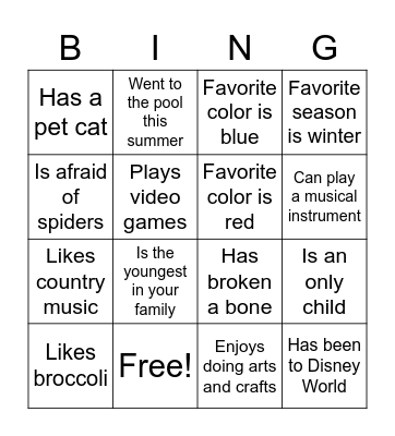 4th Grade Fantastico's Bingo Card