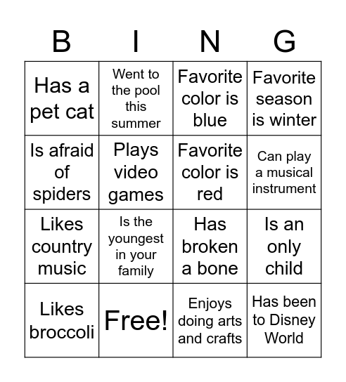 4th Grade Fantastico's Bingo Card