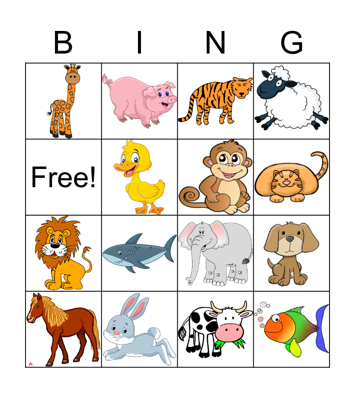 Animals Bingo - Nursery Bingo Card