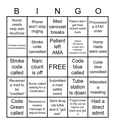 Pharmacy Week BINGO Card