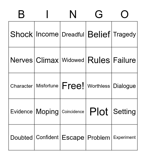 LITERATURE Bingo Card