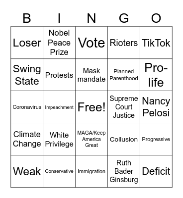 Debate Bingo Card