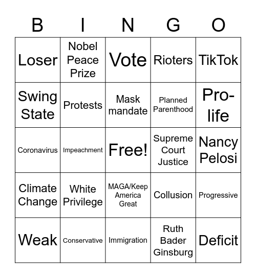 Debate Bingo Card