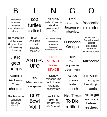F//W 2020 Bingo Card