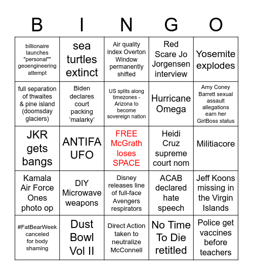 F//W 2020 Bingo Card