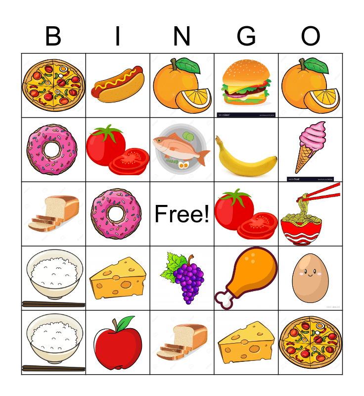 Food Bingo Card