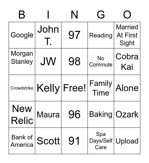 Decker Bingo Card