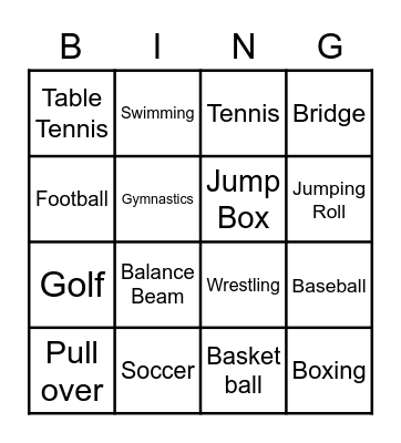 SPORTS BINGO Card