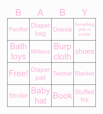 Baby Bingo Card