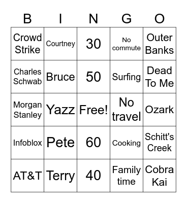 Decker Bingo Card