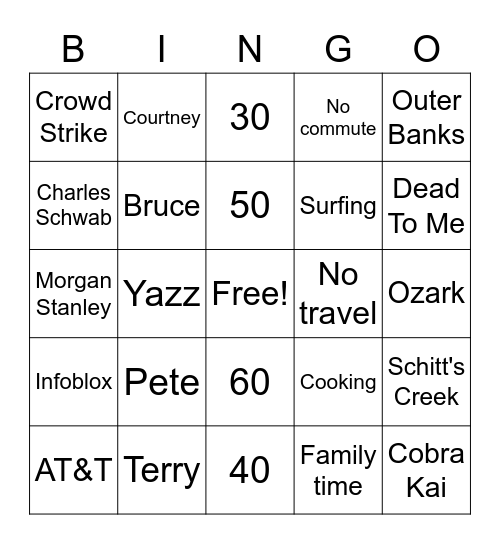 Decker Bingo Card