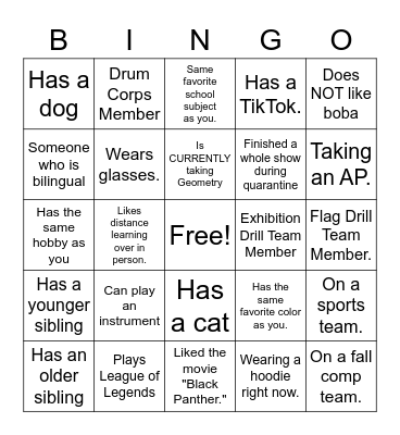 Fun facts bingo Card