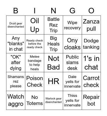Bottle Kids Raid Edition #1 Bingo Card