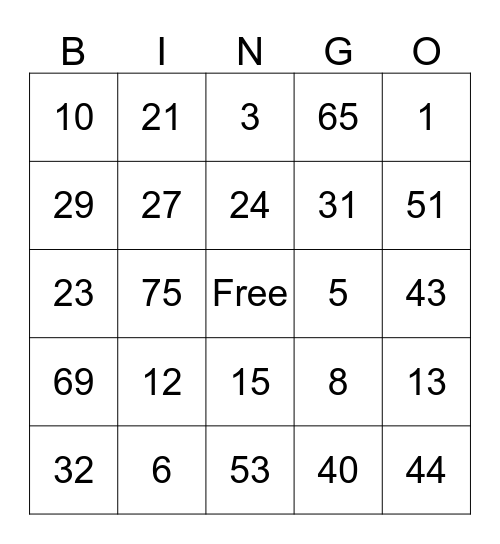 Thankgsgiving Bingo Night Bingo Card