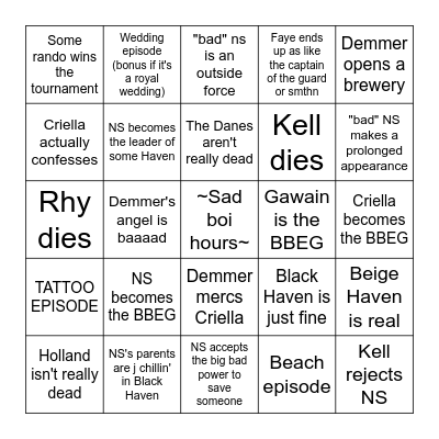 Buckwild Bingo: Haven edition Bingo Card