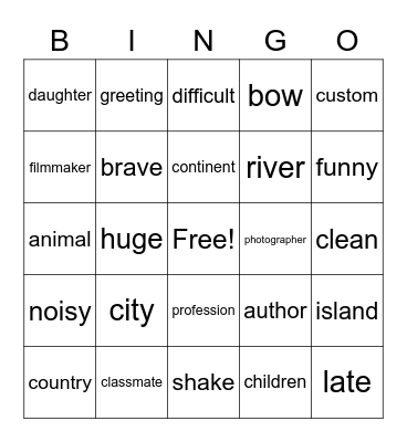 Chapter 1 Bingo Card