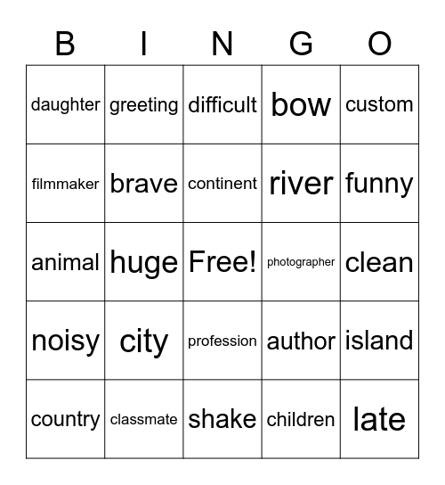 Chapter 1 Bingo Card