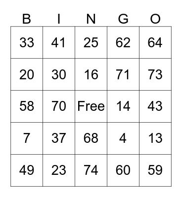 Thanksgiving Bingo Night Bingo Card