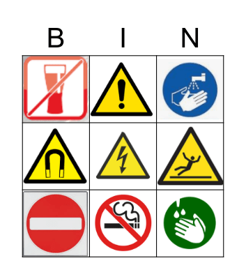Safety Sign Bingo Card