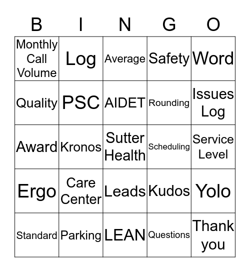 Yolo PSC Bingo Card