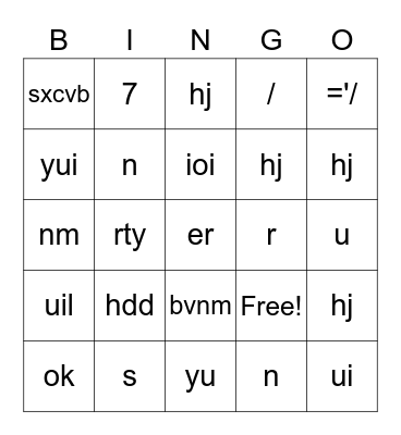 Reference Points & Parts & sections Bingo Card