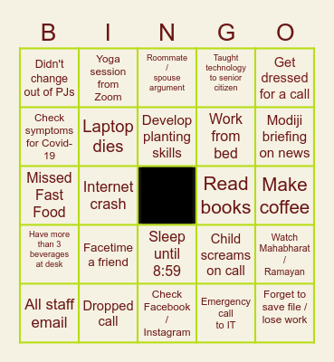 WFH BINGO Card