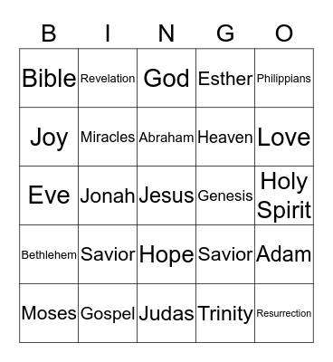 Bible Bingo Card