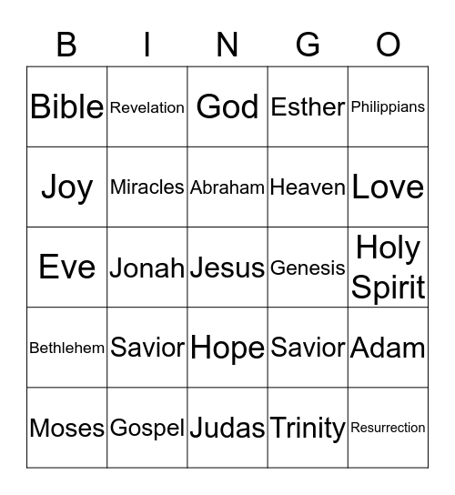 Bible Bingo Card