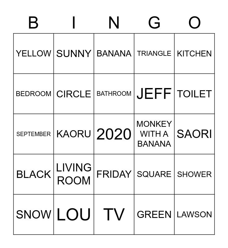 B-B-B-BINGO Card