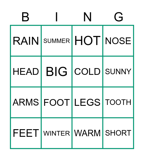 BINGO TIME! Bingo Card