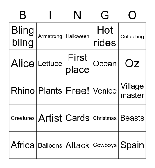 Cm sets Bingo Card