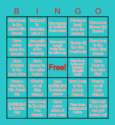 Life Guardians Bingo Card