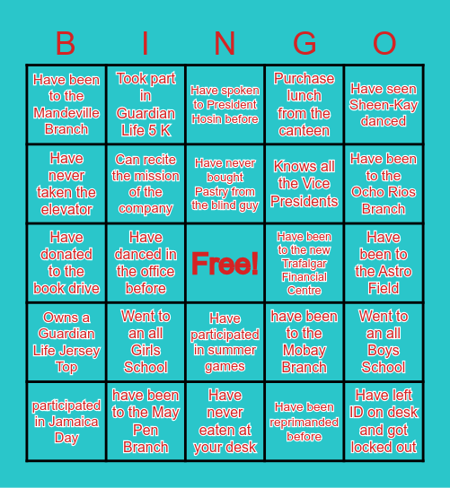 Life Guardians Bingo Card
