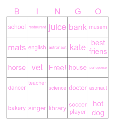 palavra imbaralhadas Bingo Card