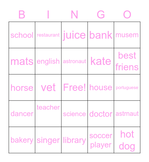 palavra imbaralhadas Bingo Card